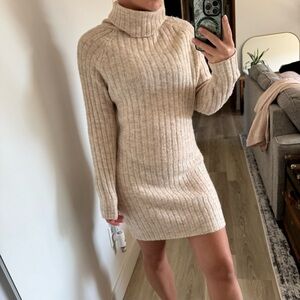 SHEIN Beige Knit Sweater Dress